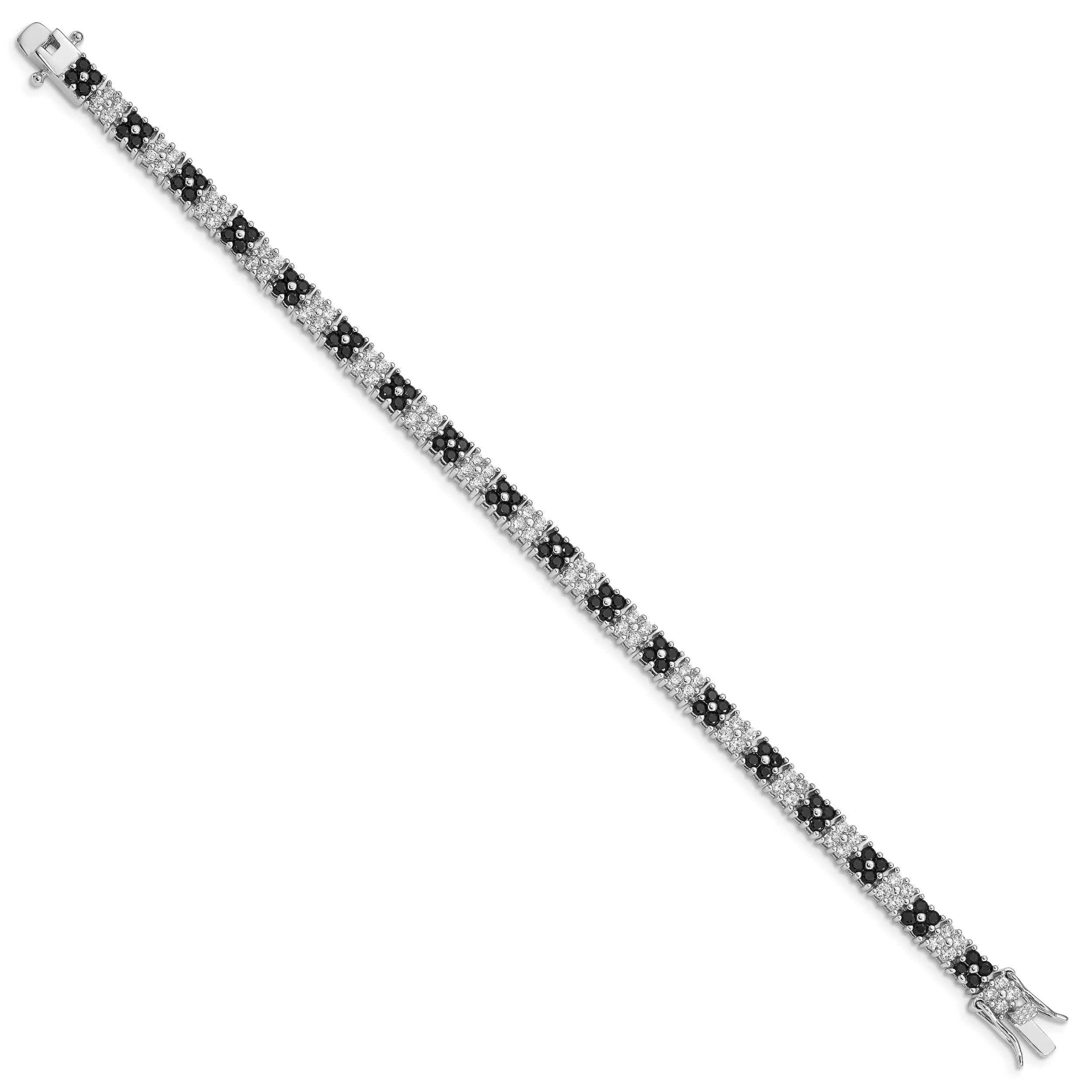 Silver Black and White C.Z Tennis Bracelet