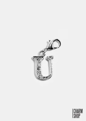 Silver Clear Initial U Dangle Charm