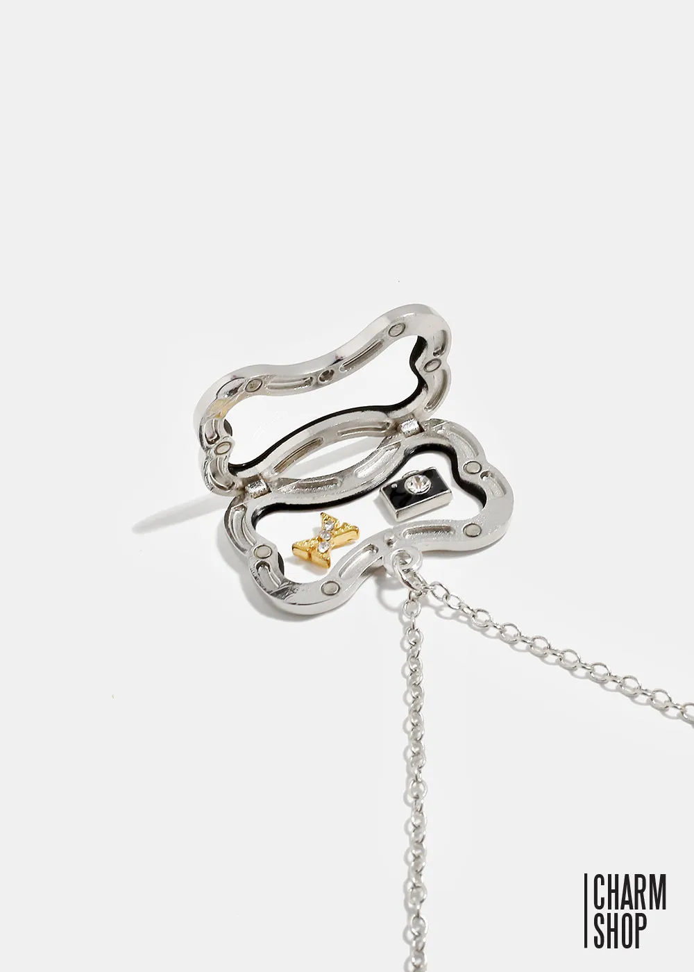 Silver Dog Bone Locket Necklace