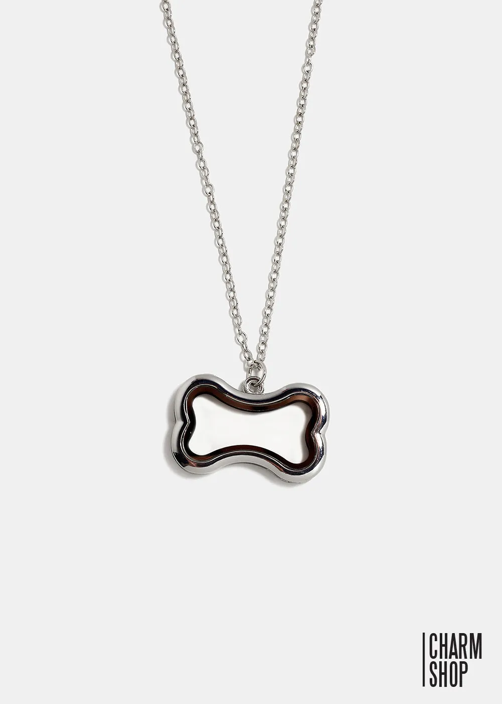 Silver Dog Bone Locket Necklace