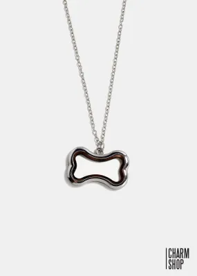 Silver Dog Bone Locket Necklace