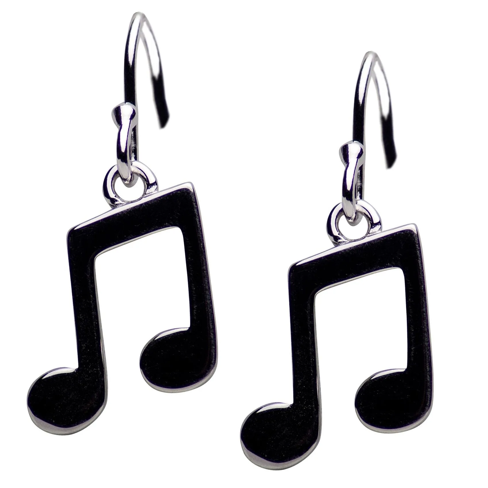Silver Music Note Dangle Earrings