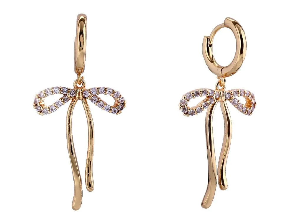 SJE311134 14K Dipped Dangle Ribbon Earrings