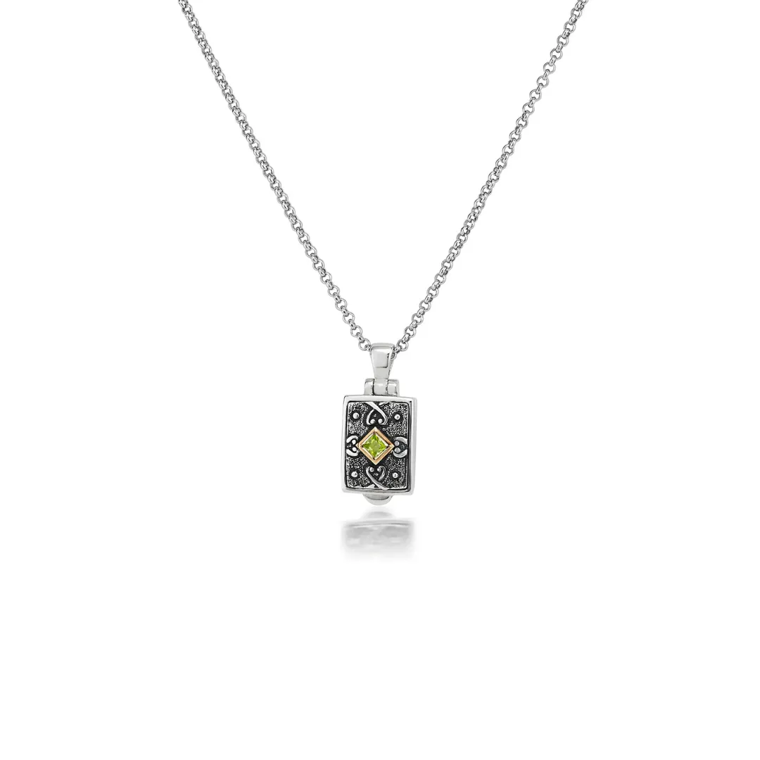 Small Rectangle Locket with Peridot