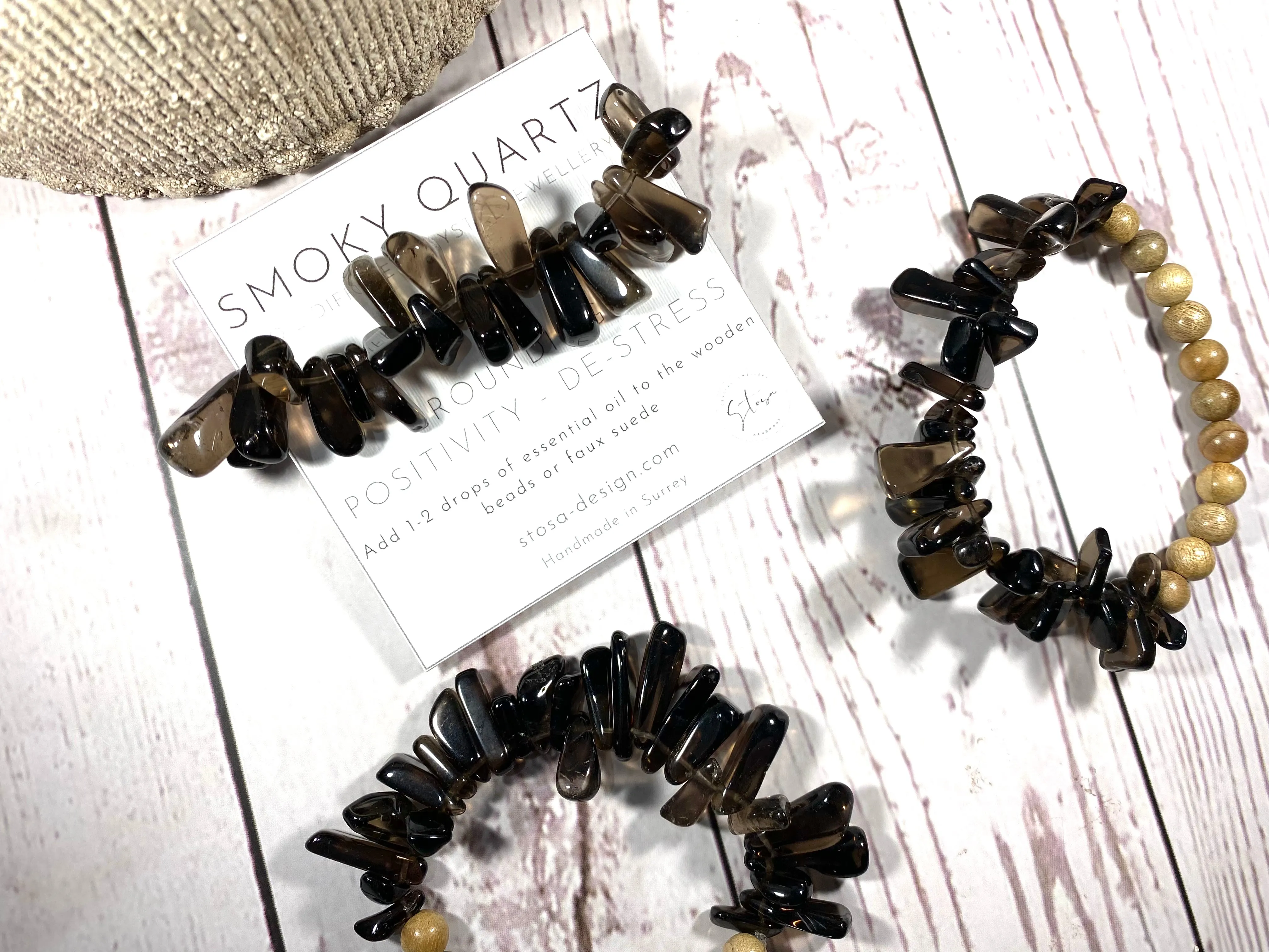 Smoky Quartz Crystal Diffuser Bracelet