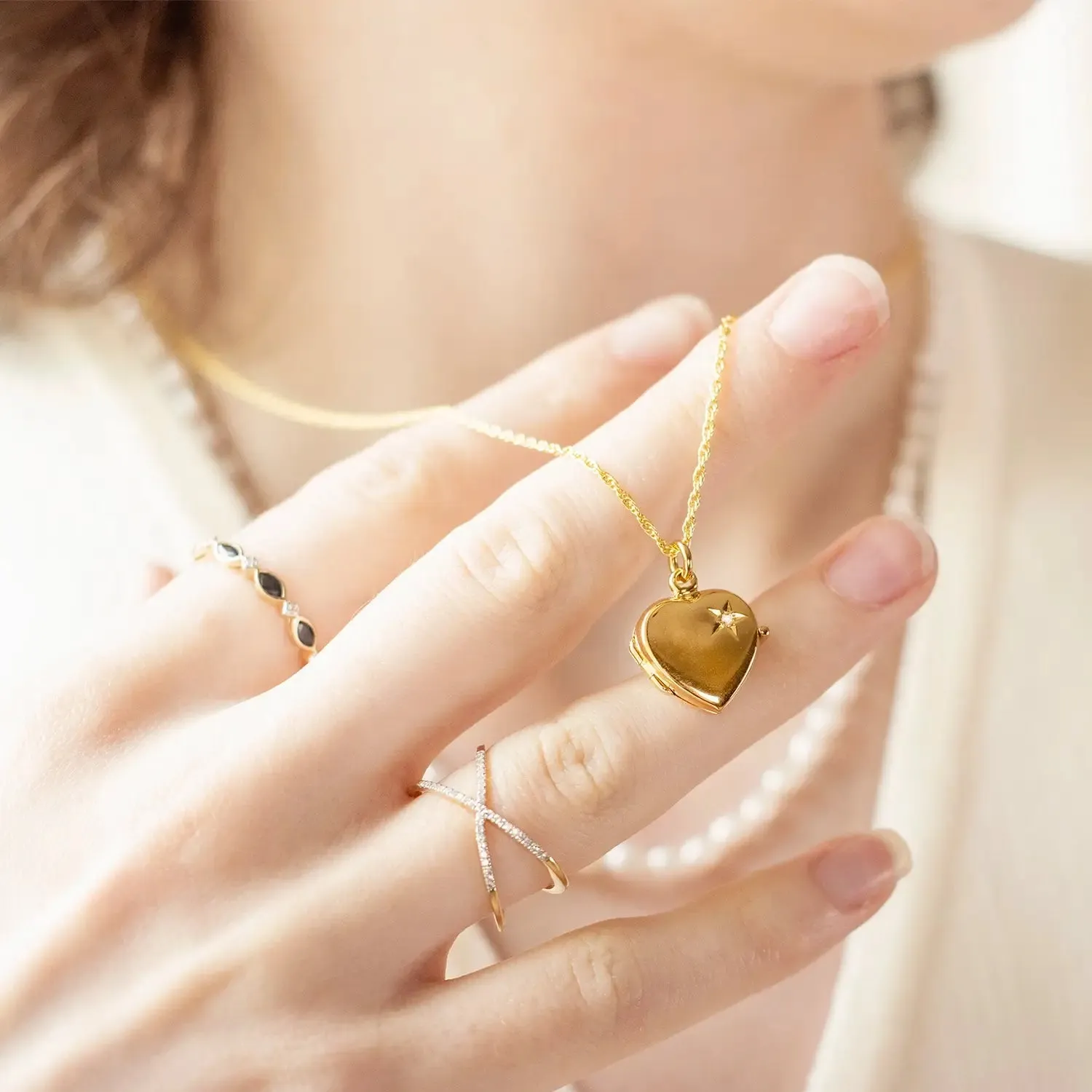 Solid Gold Diamond Cross Ring