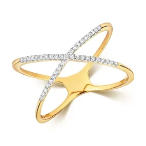 Solid Gold Diamond Cross Ring