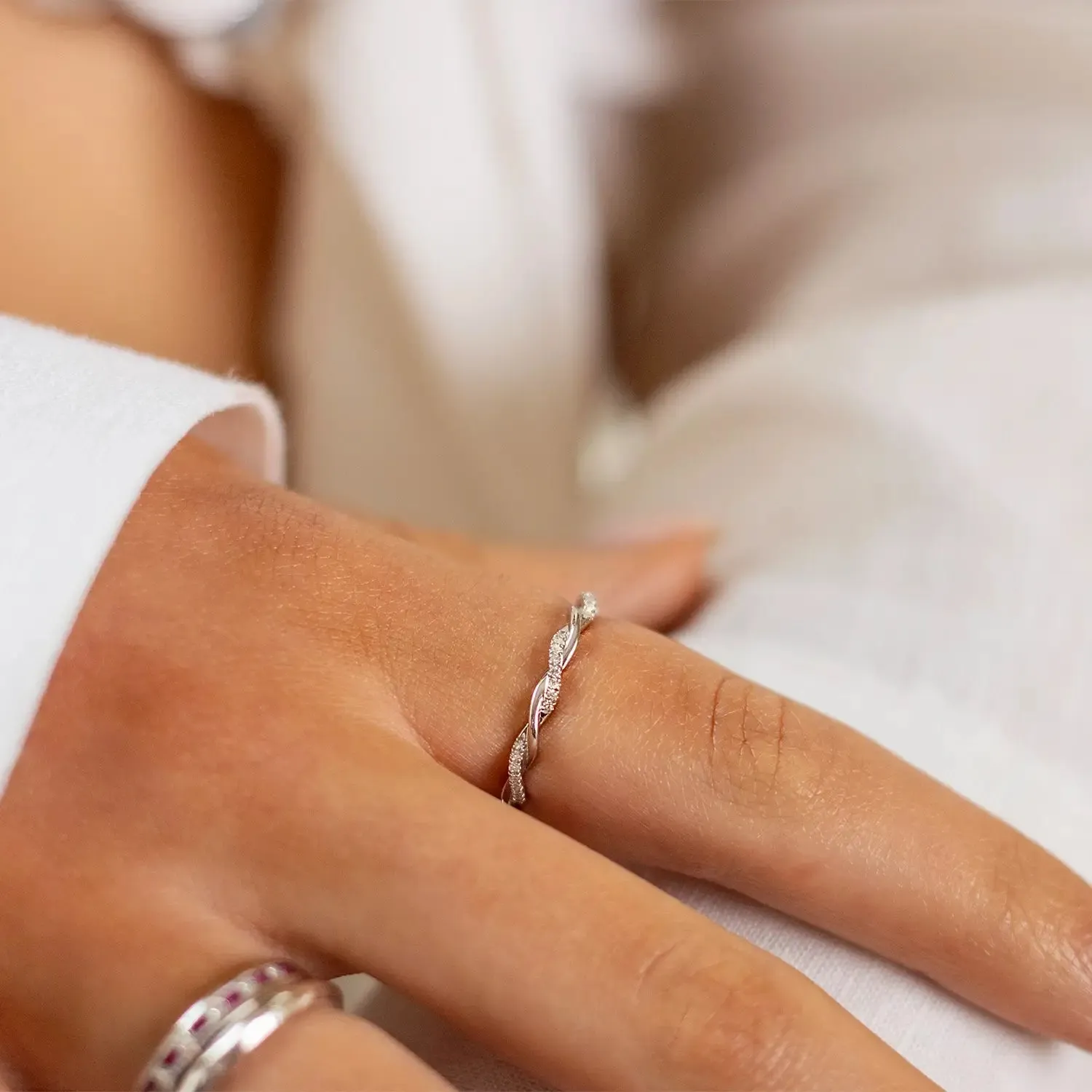 Solid Gold Diamond Rope Ring