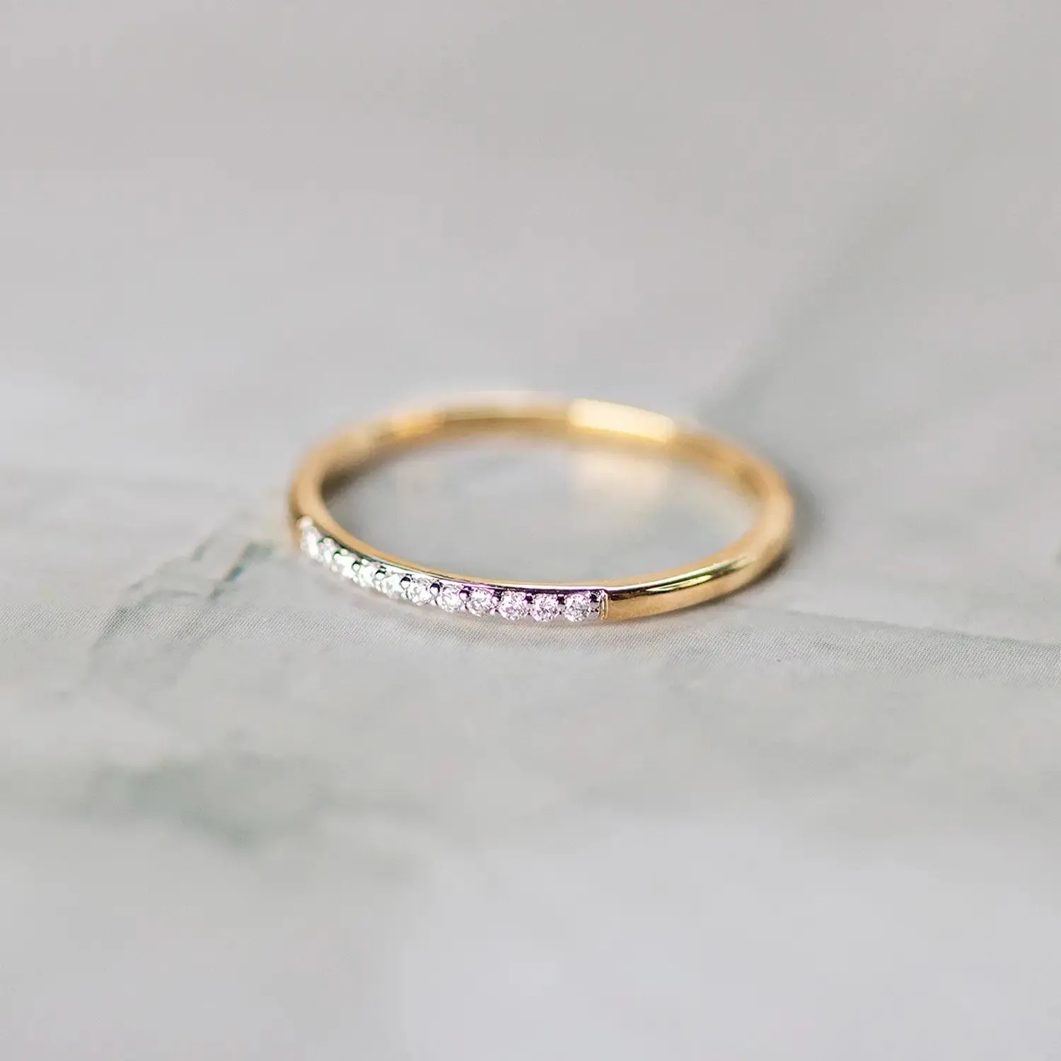 Solid Gold Eleven Diamond Fine Band Ring