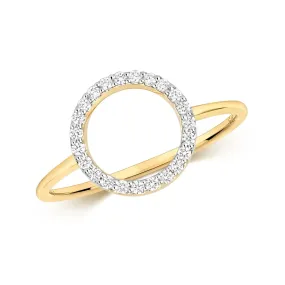 Solid Gold Open Circle Diamond Ring