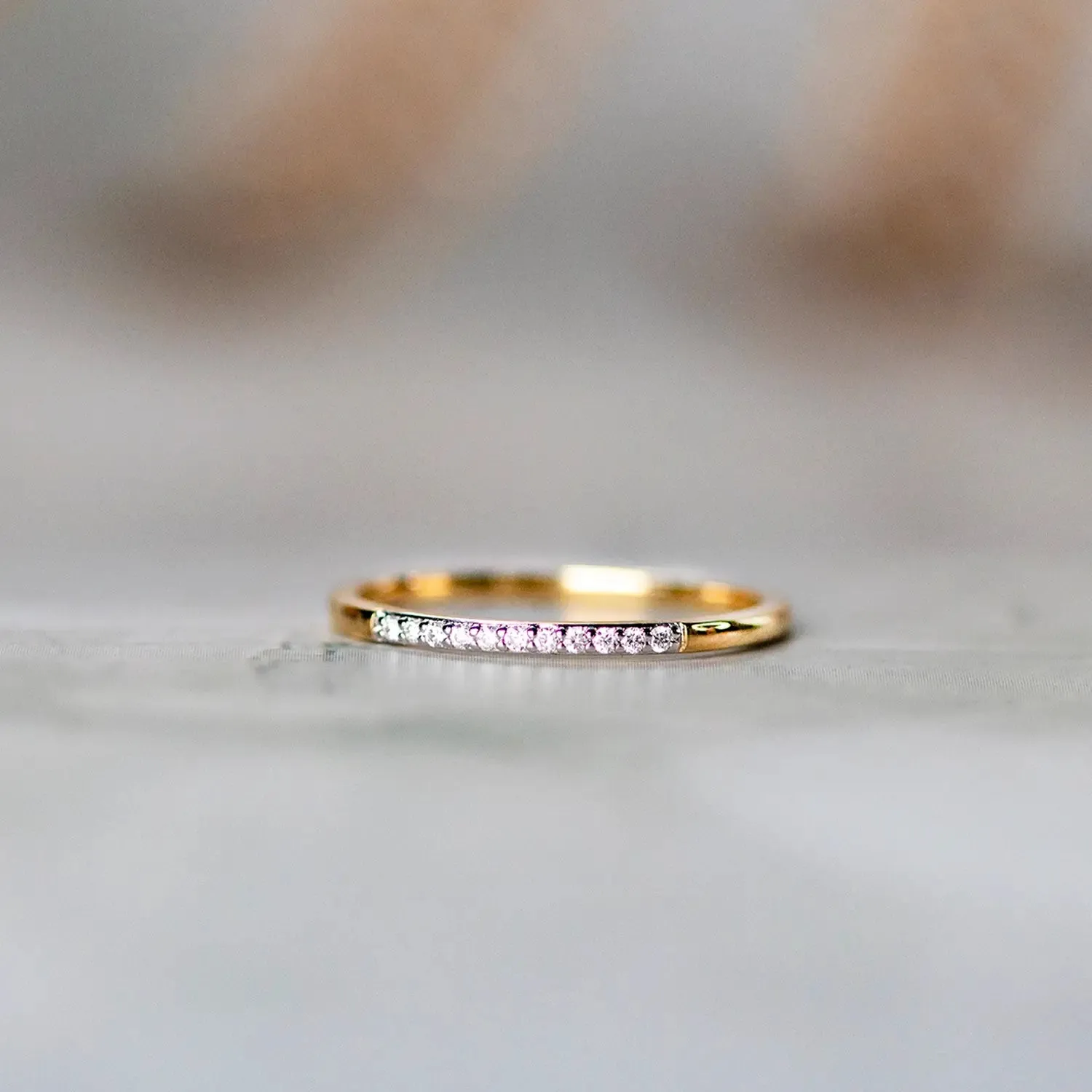 Solid White Gold Eleven Diamond Fine Band Ring