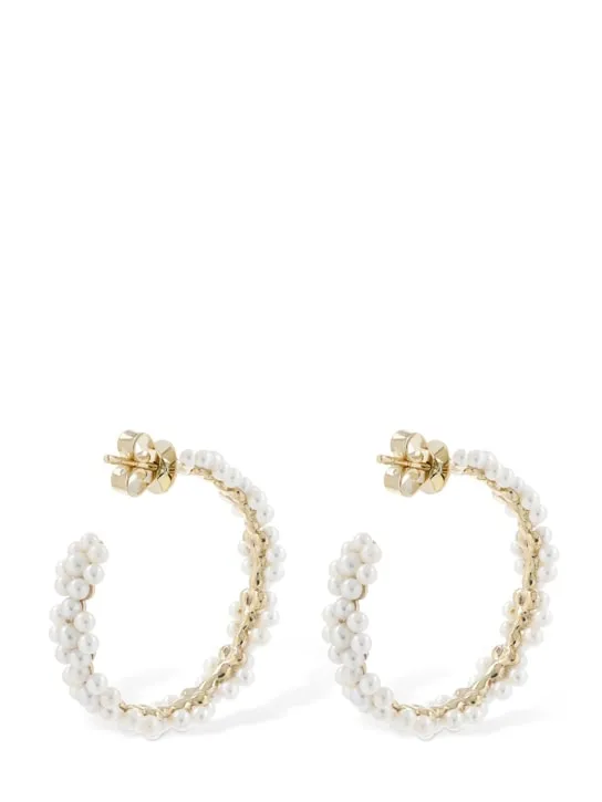 Sophie Bille Brahe   Grande Boucle Parc 14kt &amp; pearl earrings 