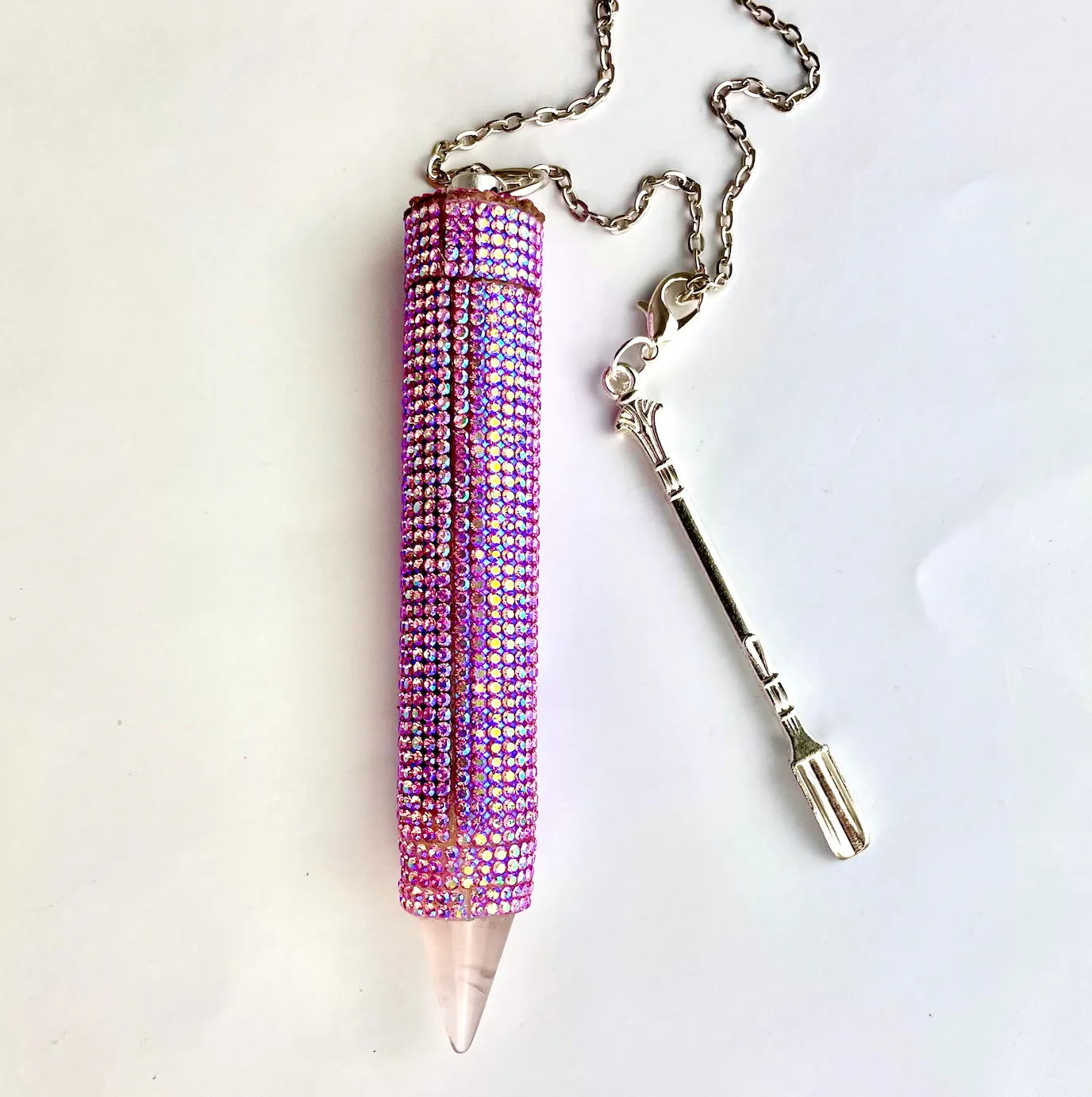 Stash Necklace With Spoon in Rhinestone