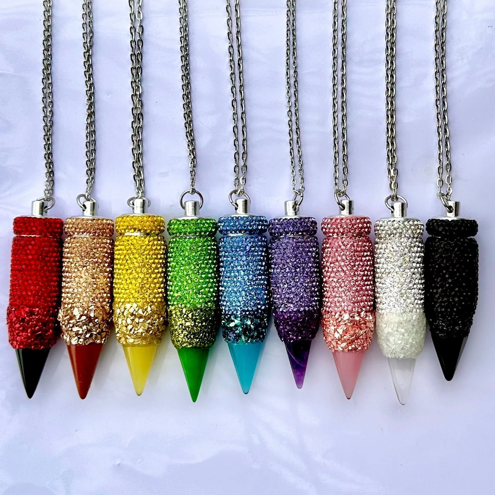 Stash Necklace With Spoon in Rhinestone