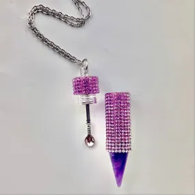 Stash Necklace With Spoon in Rhinestone