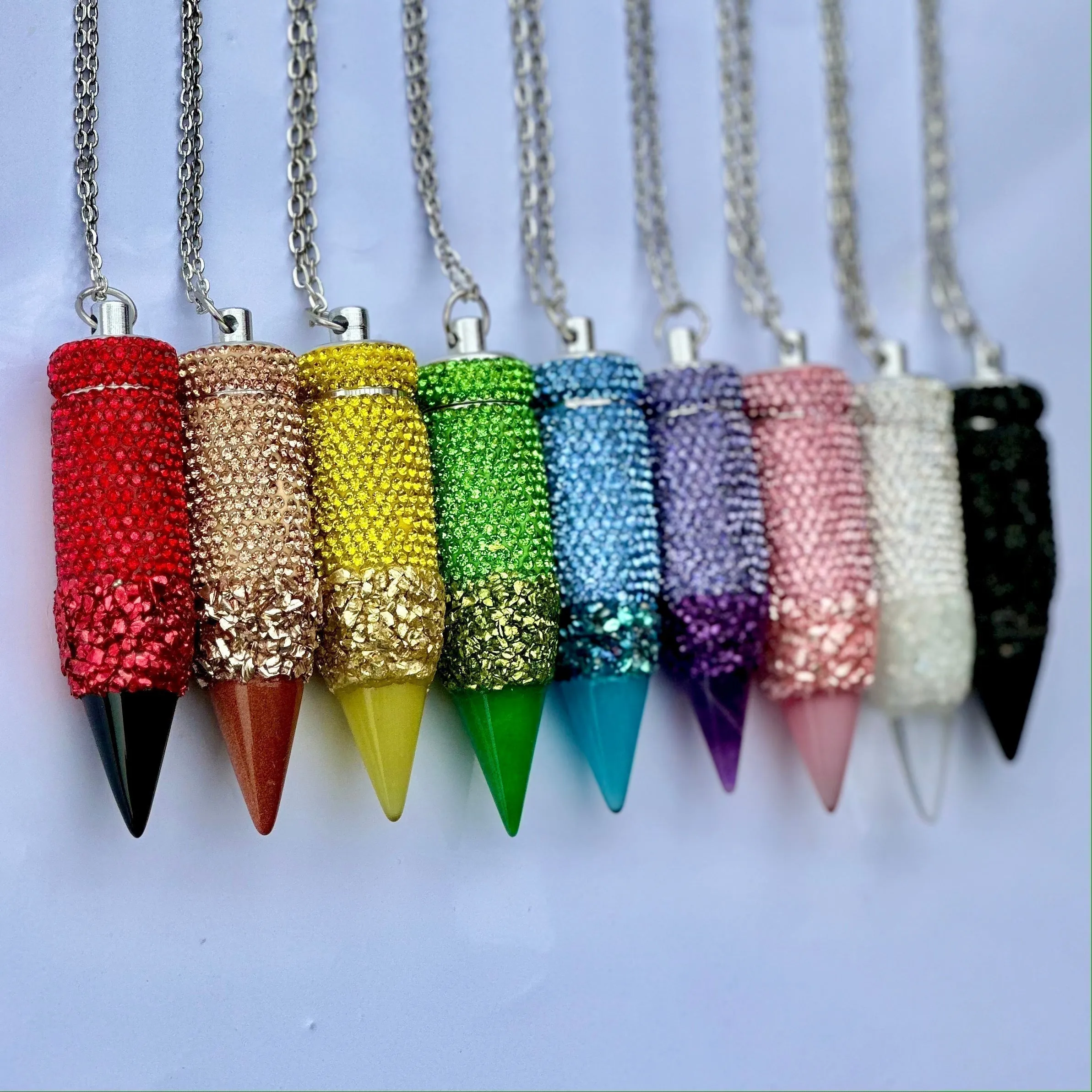 Stash Necklace With Spoon in Rhinestone
