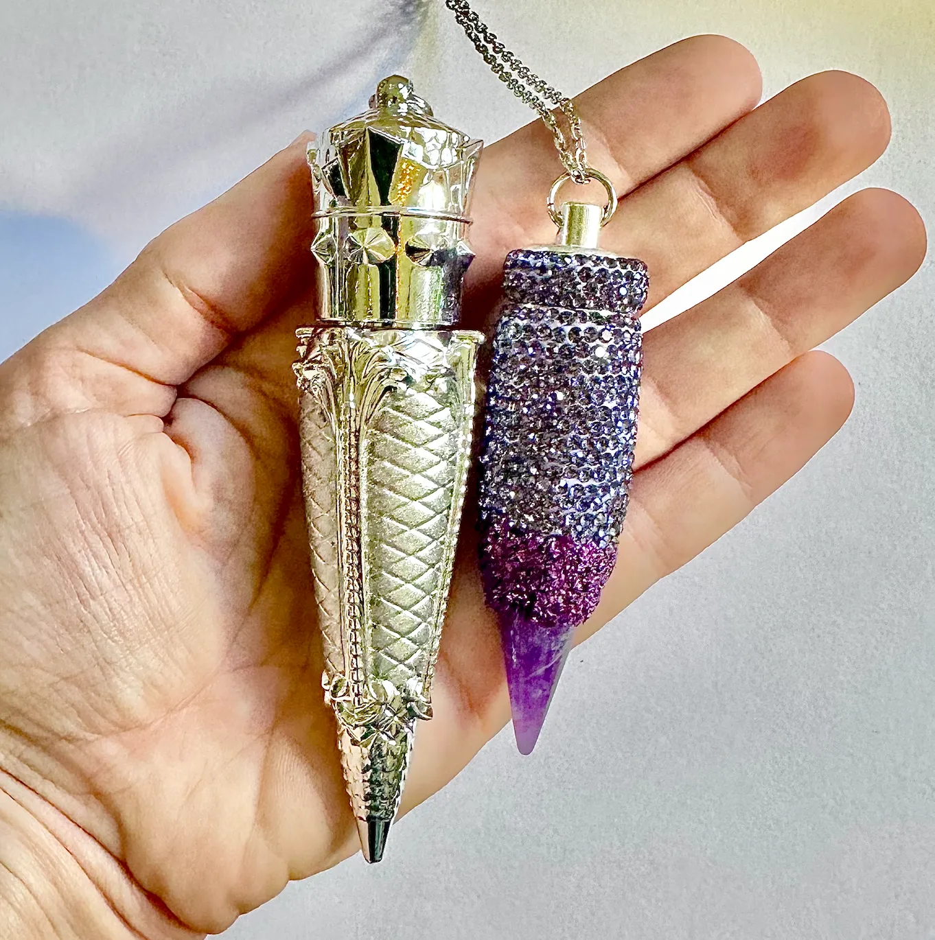 Stash Necklace With Spoon in Rhinestone