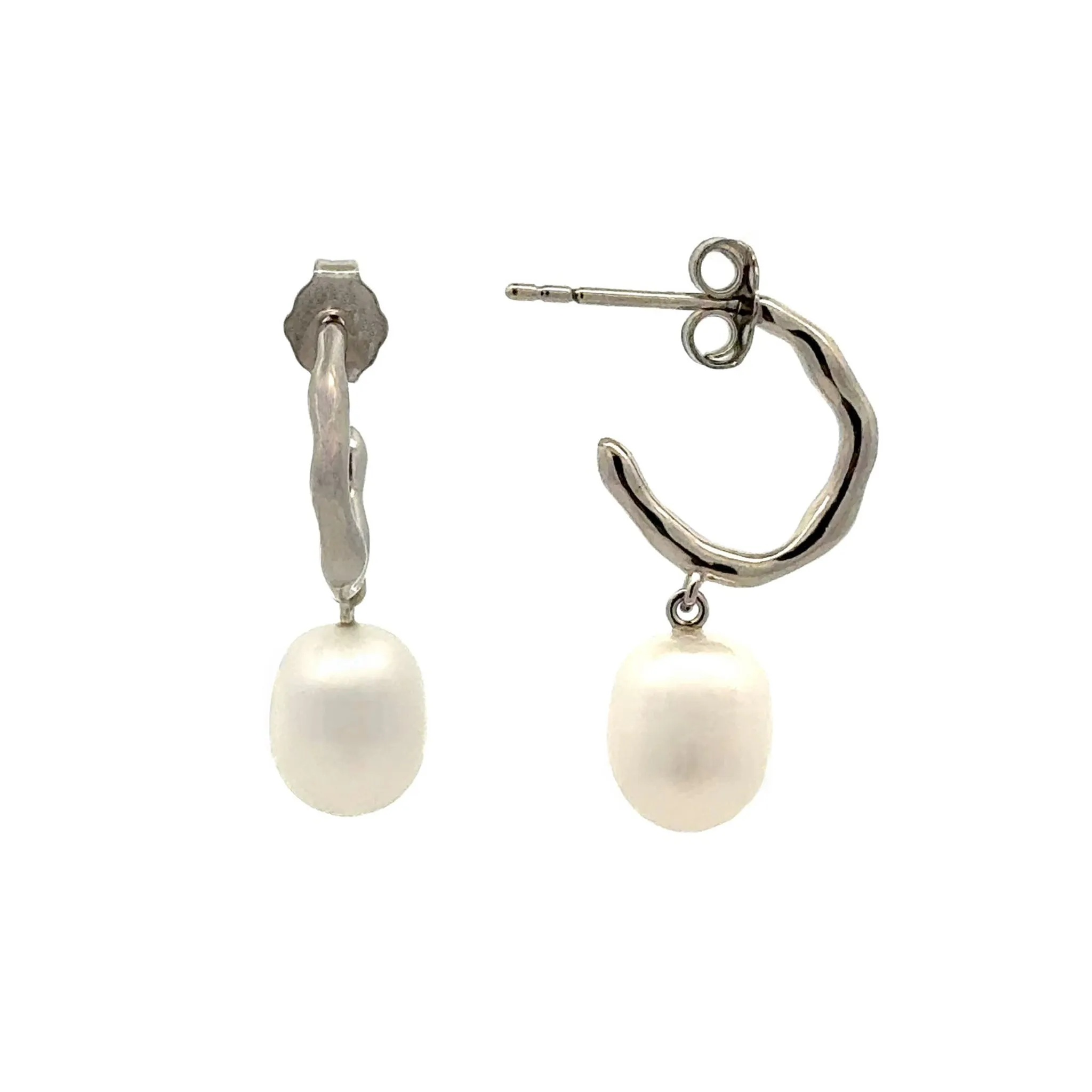 Sterling Silver 7.5-8 mm Freshwater Pearl Drop Earrings