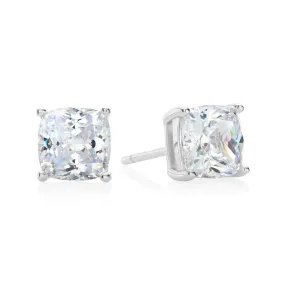 Sterling Silver Cushion Cut 6x6mm Cubic Zirconia Stud Earrings