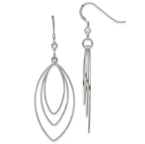 Sterling Silver Fancy Triple Marquise Shape Dangle Earrings