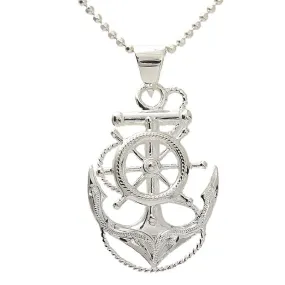 Sterling Silver Hawaiian Scroll Anchor Pendant (Chain Sold Separately)