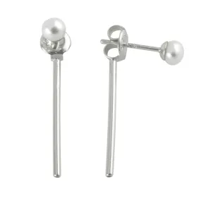 Sterling Silver Pearl Bar Jacket Stud Earrings