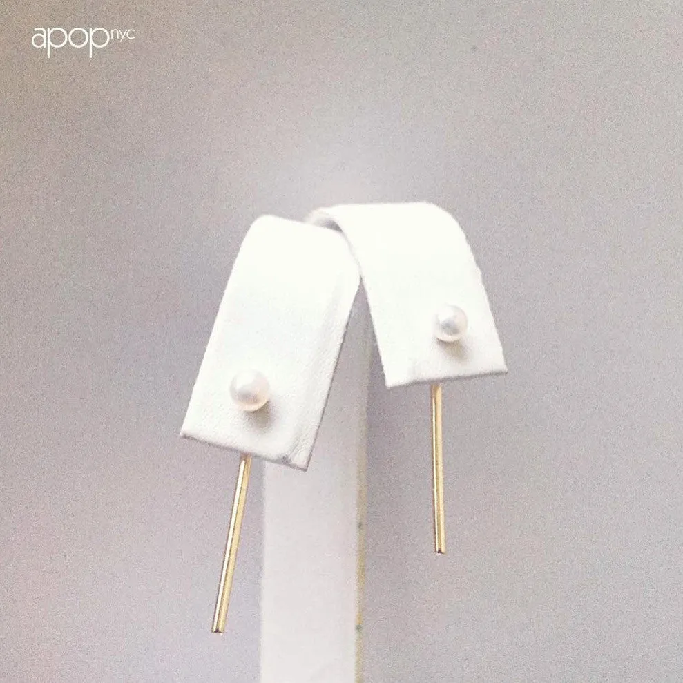 Sterling Silver Pearl Bar Jacket Stud Earrings