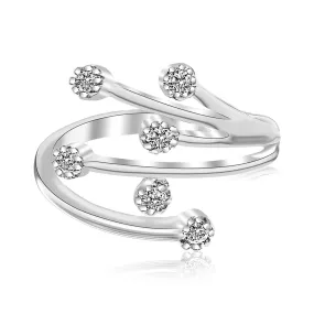 Sterling Silver Rhodium Finished Cubic Zirconia Embellished Toe Ring