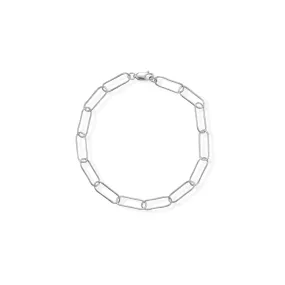 Sterling Silver Rhodium Plated Paperclip Bracelet