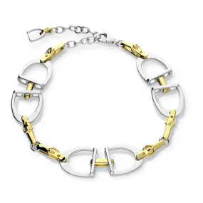 Stirrup And Buckle Bracelet In Sterling Silver & 18 Carat Gold Vermeil