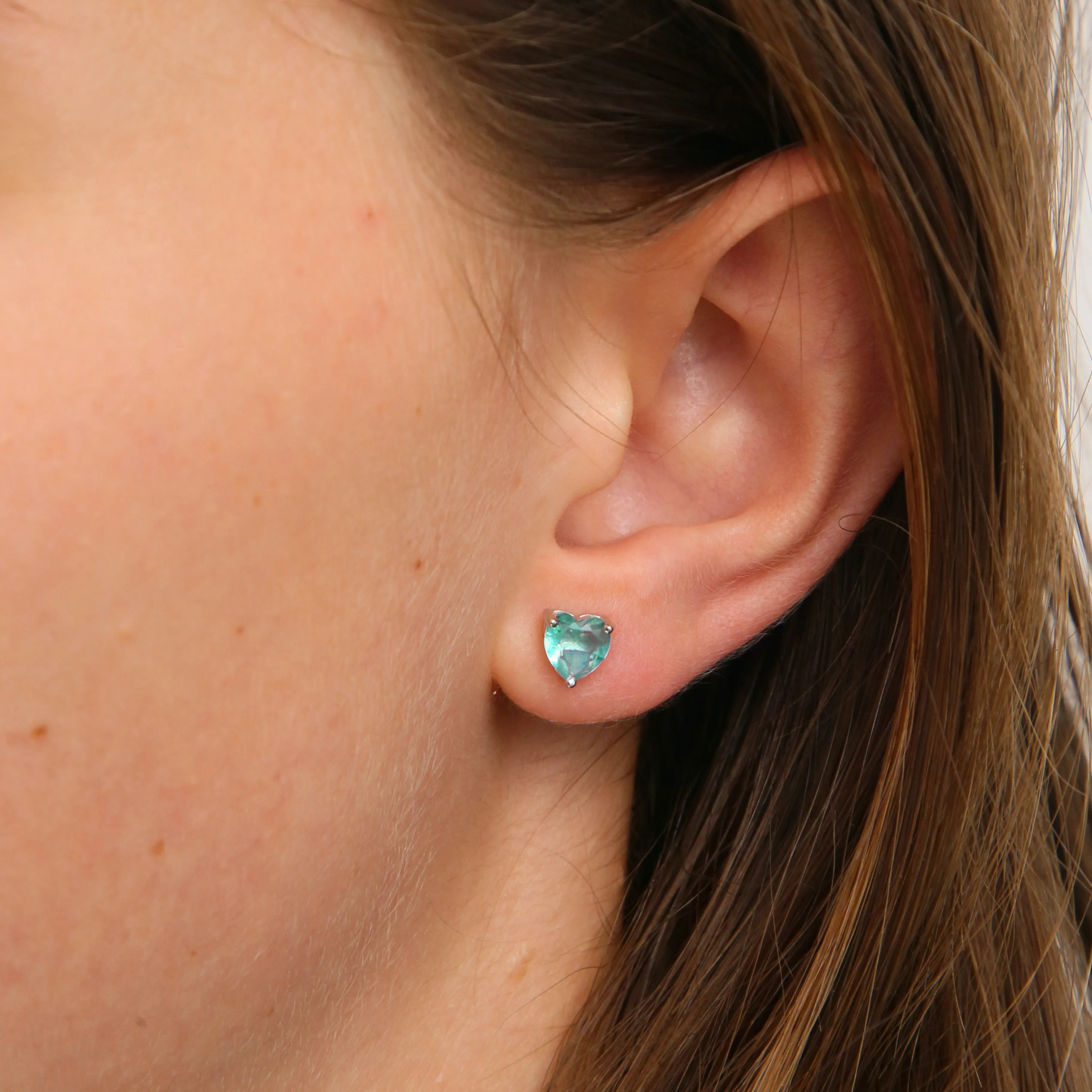 STRONG BEAUTIFUL COURAGEOUS - Aquamarine Quartz Heart - Sterling Silver (8912)