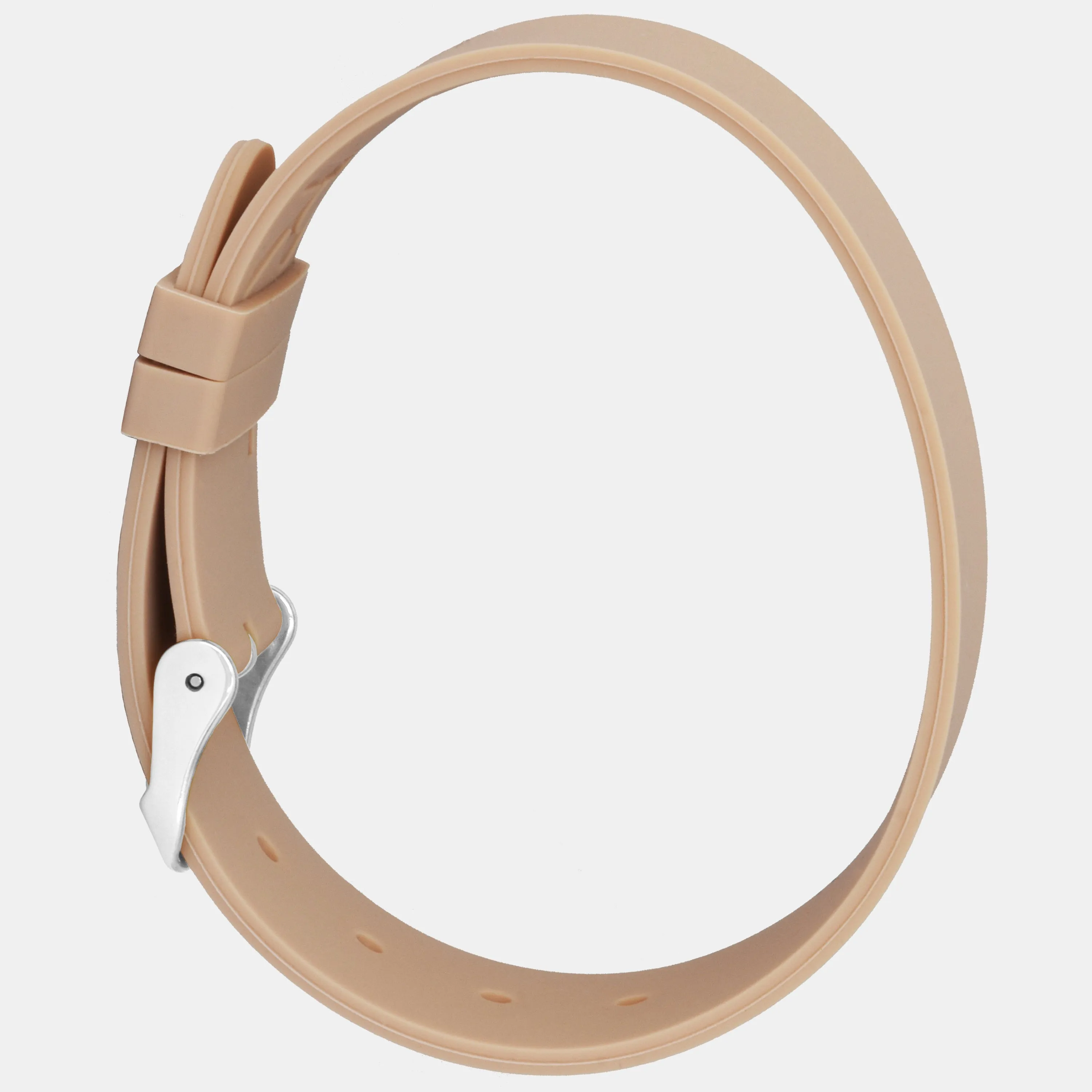 Tan Silicone Strap - Silver Buckle