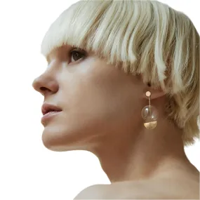 TEEK - Half Moon Sphere Dangle Earrings