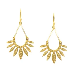 Textured Leaves Fan Earrings