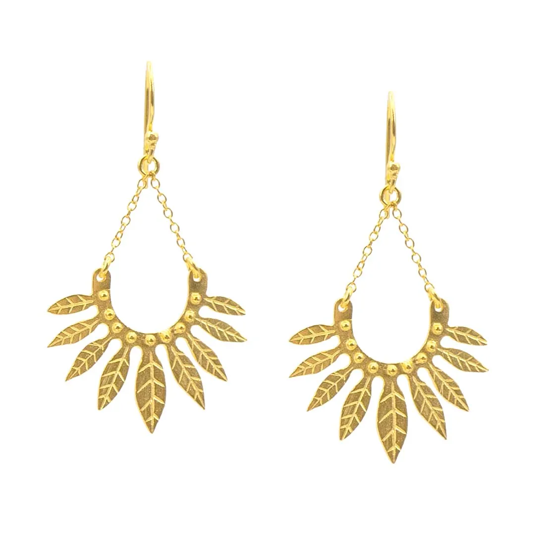 Textured Leaves Fan Earrings