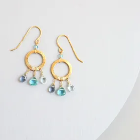 The Boho Mini Earring - Aquamarine and Iolite