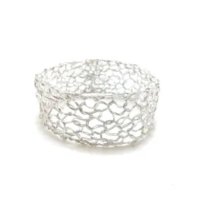 Thin Silver Woven Cuff
