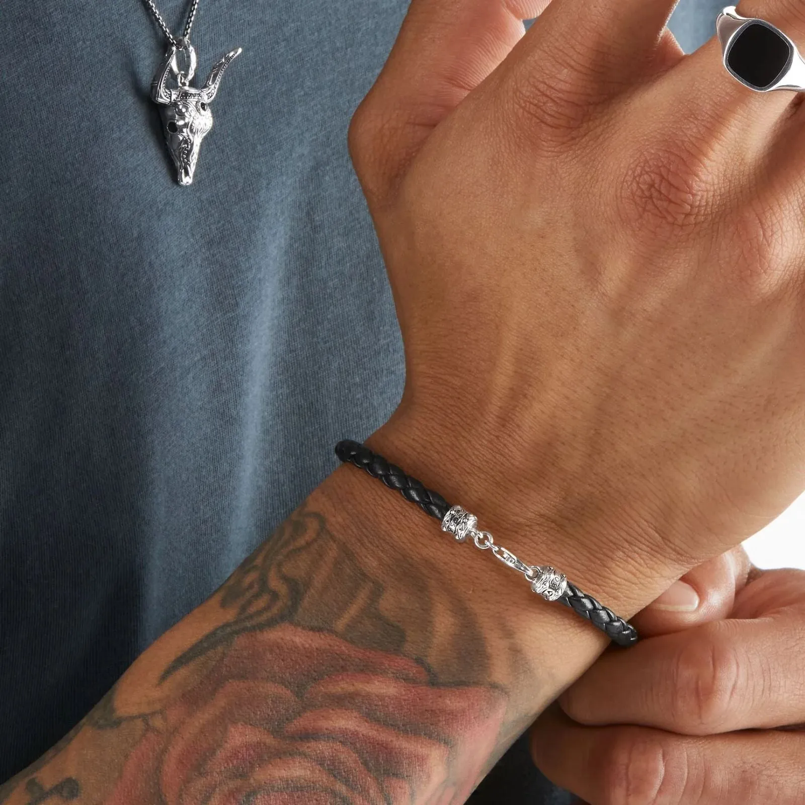 Thomas Sabo 19cm Leather Bracelet Black TA2011BL