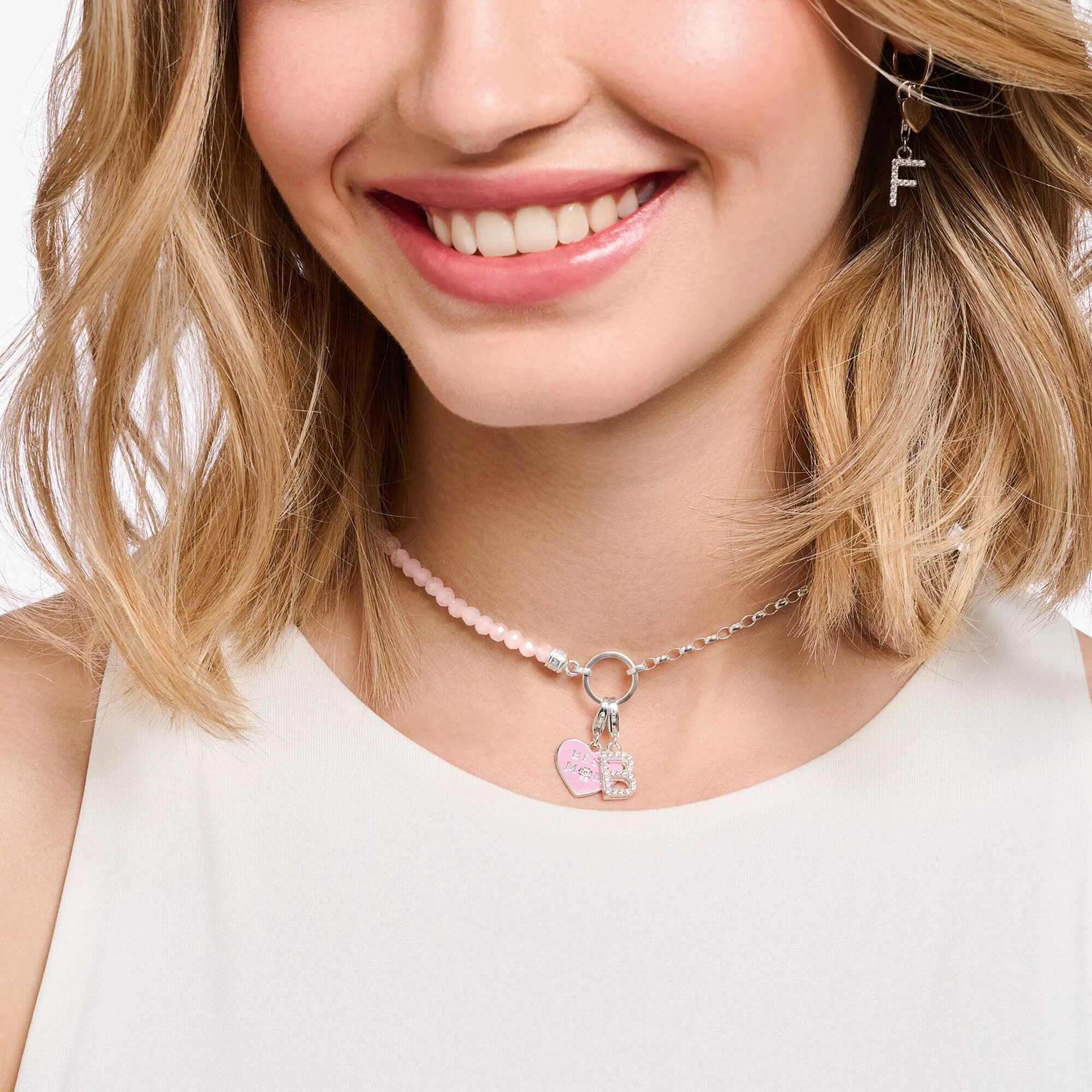 THOMAS SABO Charm Necklace with Beads and Chain Links Silver