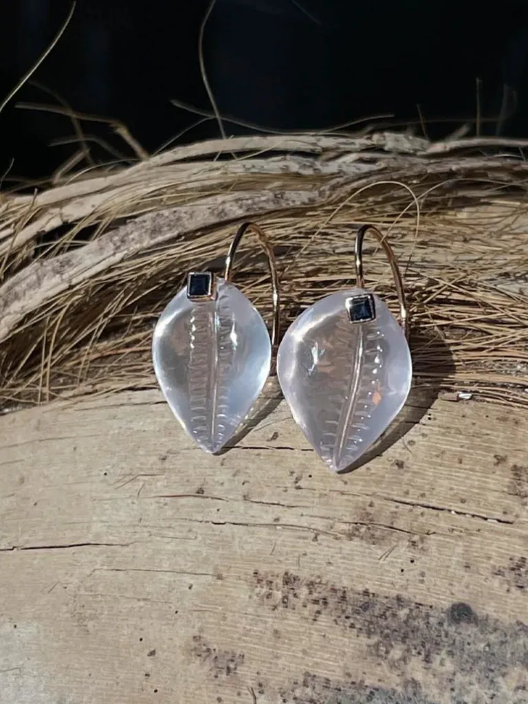 Tiny Cowry Sapphire Earrings