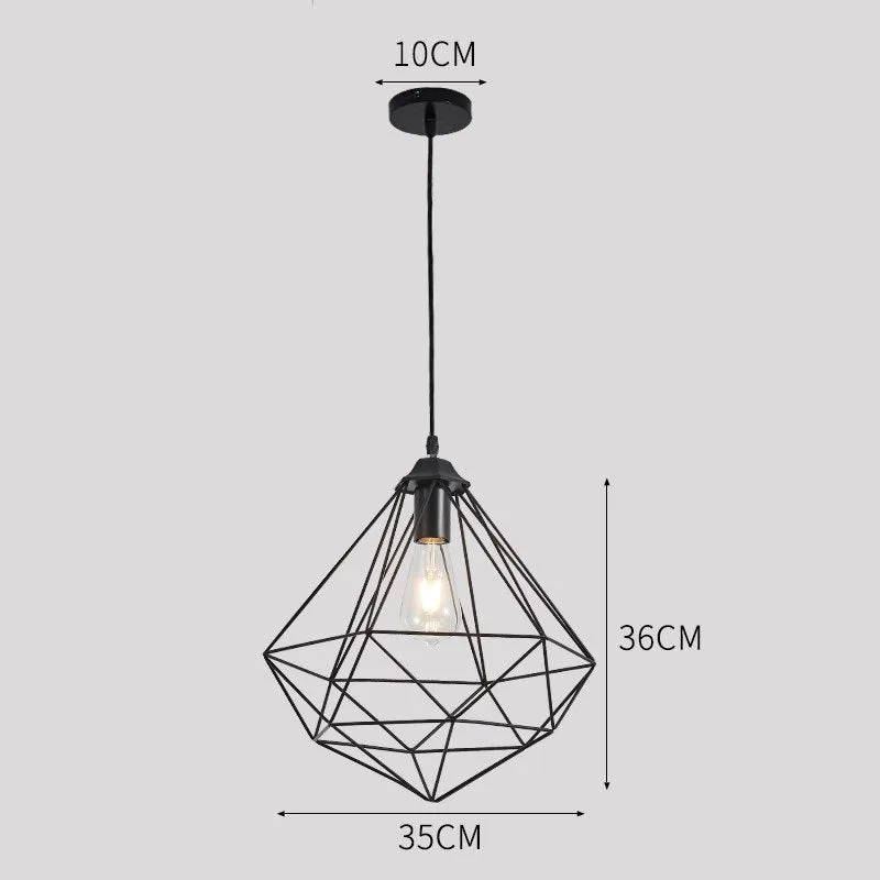 Torkel Diamond Like Shaped Caged Pendant Light