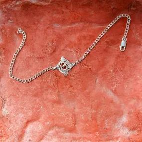 trueBrowns Men 925 Sterling Silver Textured Om Silver Chain Bracelet