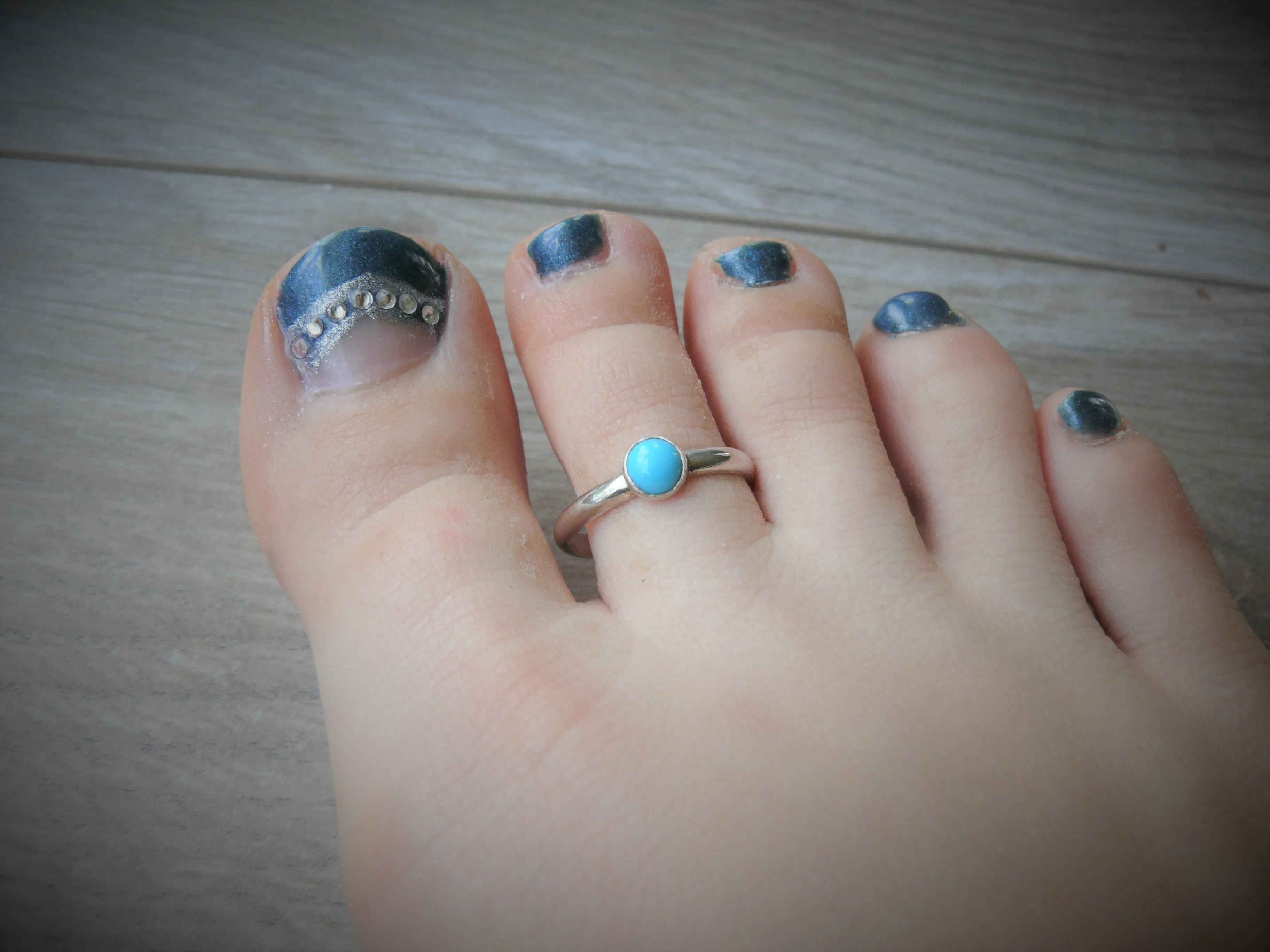 Turquoise toe ring • Gemstone toe ring • Sterling Silver