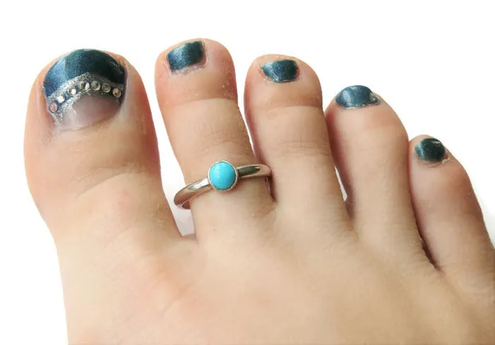 Turquoise toe ring • Gemstone toe ring • Sterling Silver