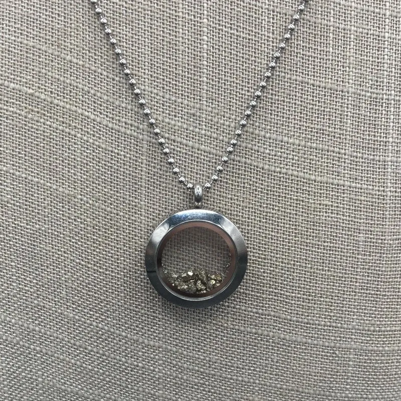Unisex Pyrite Locket Necklace