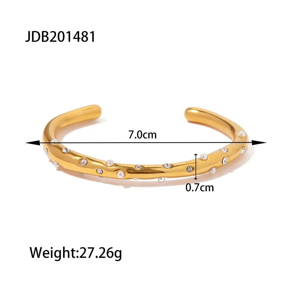 VAIGE Trendy Geometric Stainless Steel Metal Texture Bangle Bracelet - Unisex Fashion Mood Tracker Jewelry