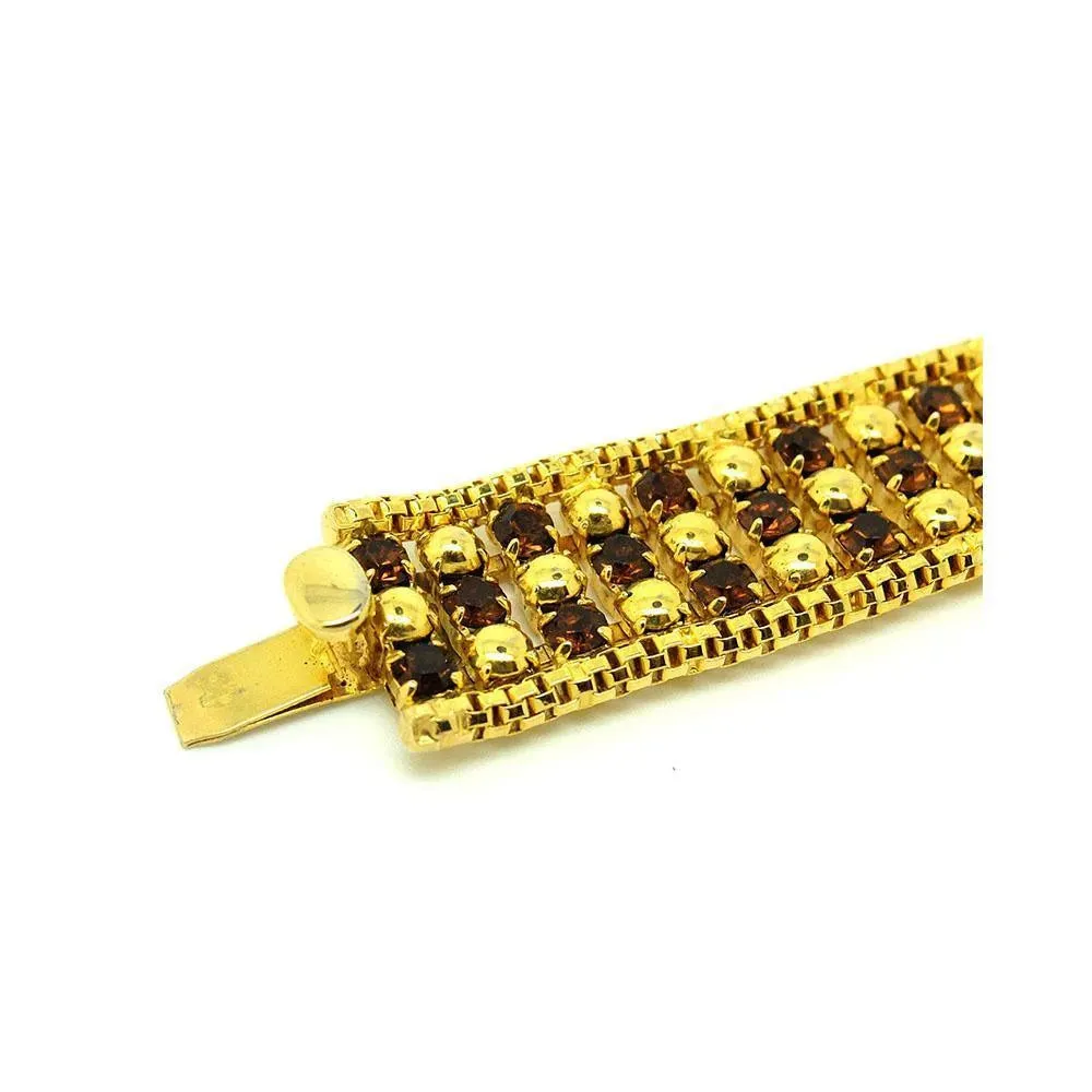 Vintage 1950s Gold Tone Diamante Bracelet