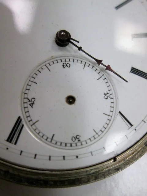 Vintage Antique 2" Old POCKET WATCH Locket Numbered SILVER Hand Painted ESTATE