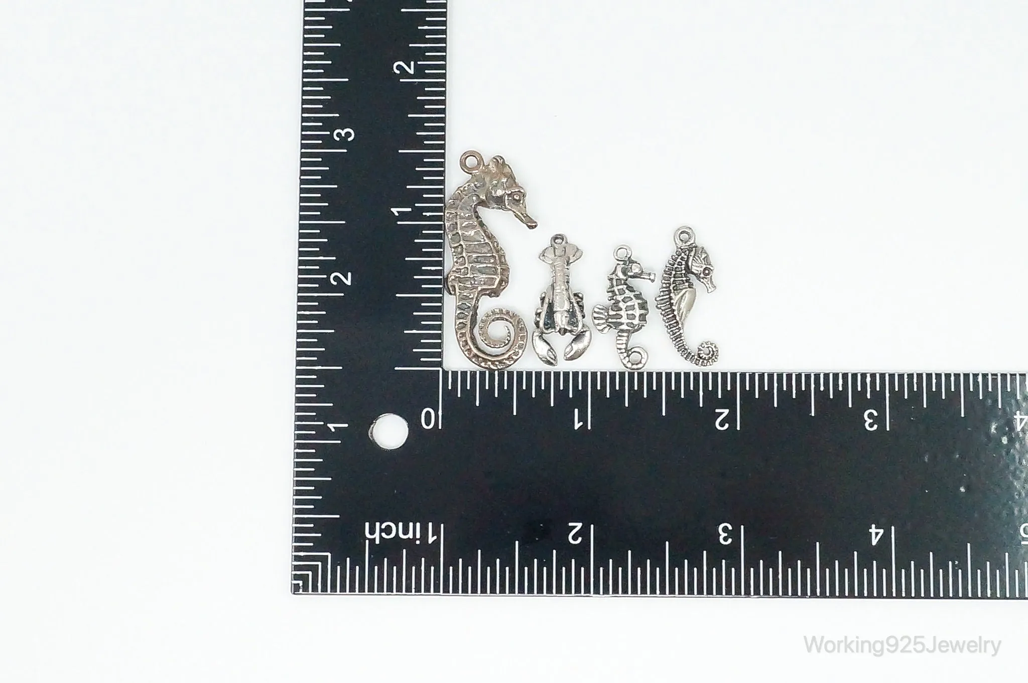Vintage Antique Seahorses Lobster Ocean Sea Life Sterling Silver Charms Lot