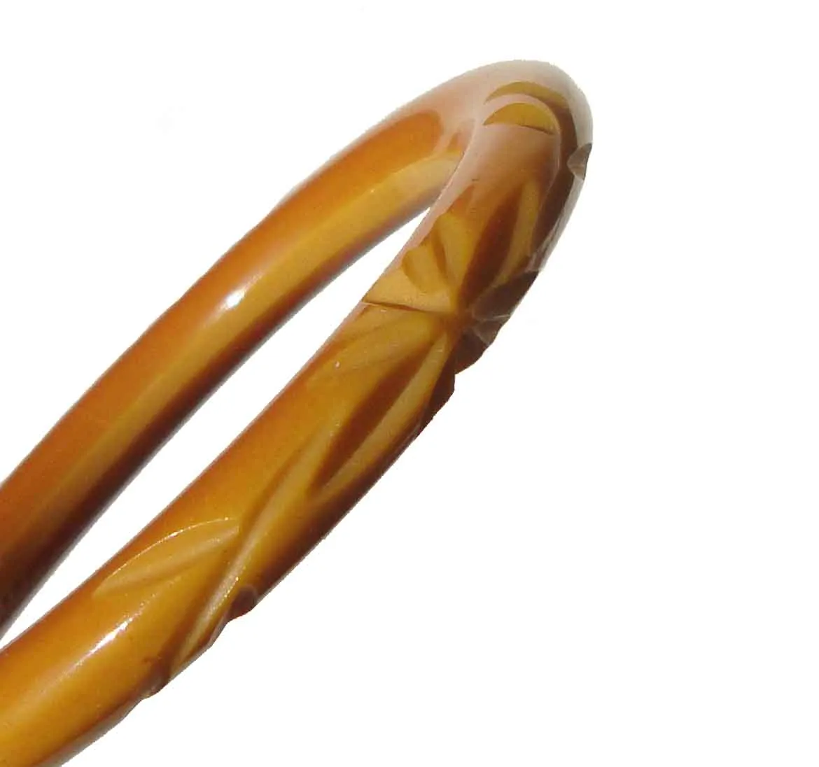 Vintage Carved Bakelite Bangle Butterscotch Bracelet